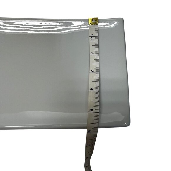 Set Of 4 Pier 1 White Porcelain Sushi Plates 8"x5.5" Heavy Rectangular - Picture 3 of 6